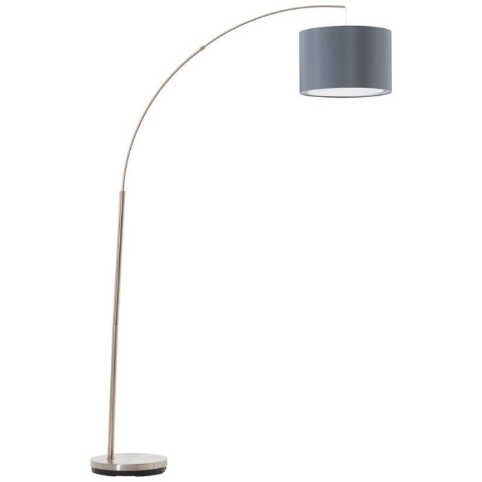 Stof gulvlampe bue grå, Merinde, med brytare