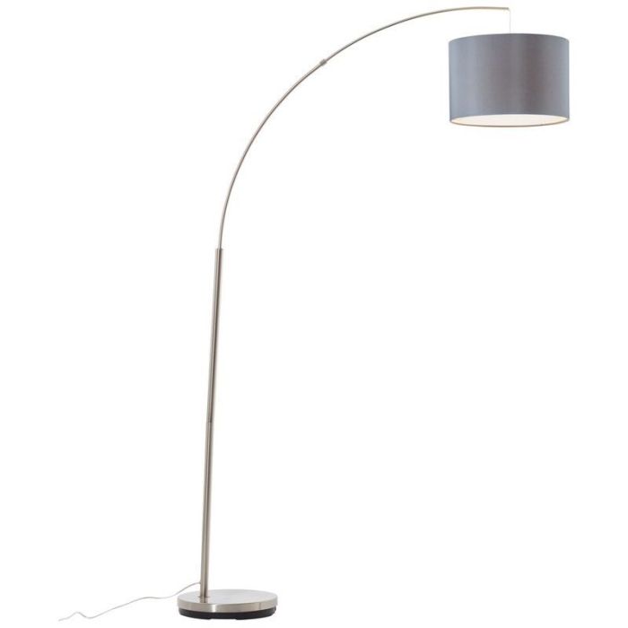 Stof gulvlampe bue grå, Merinde, med brytare