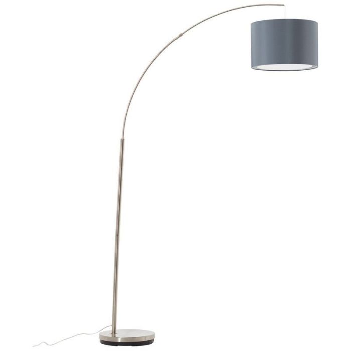 Stof gulvlampe bue grå, Merinde, med brytare
