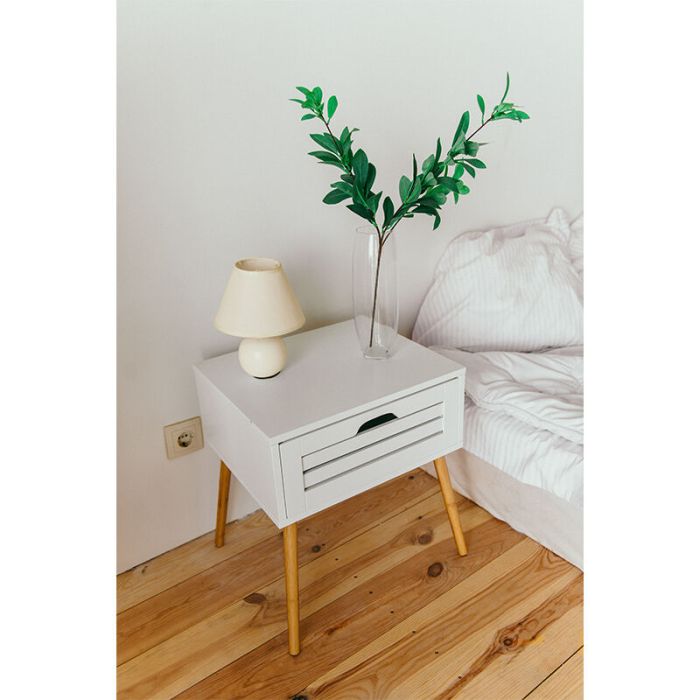Keramik bordlampe beige, Pilar, med brytare