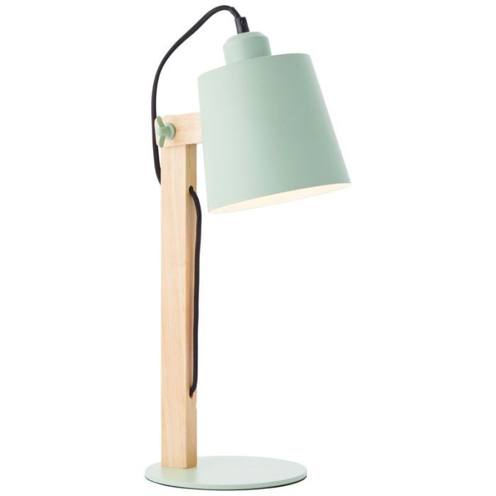 Træ bordlampe grøn, Dorina, med brytare