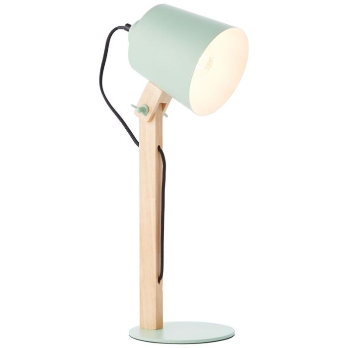 Træ bordlampe grøn, Dorina, med brytare