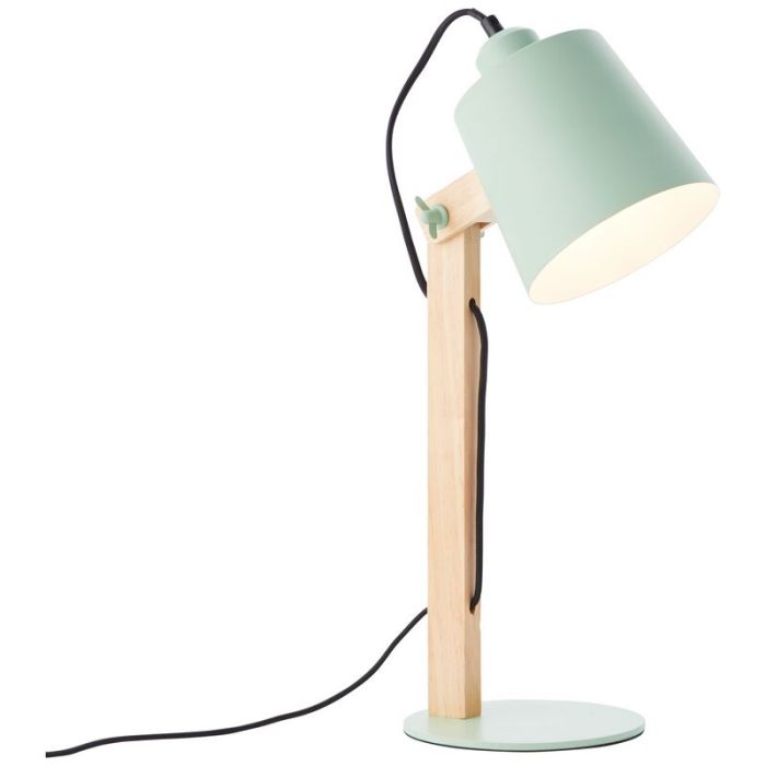 Træ bordlampe grøn, Dorina, med brytare