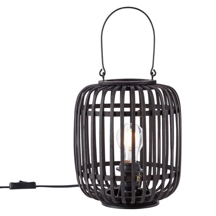 Træ bordlampe sort, Brain