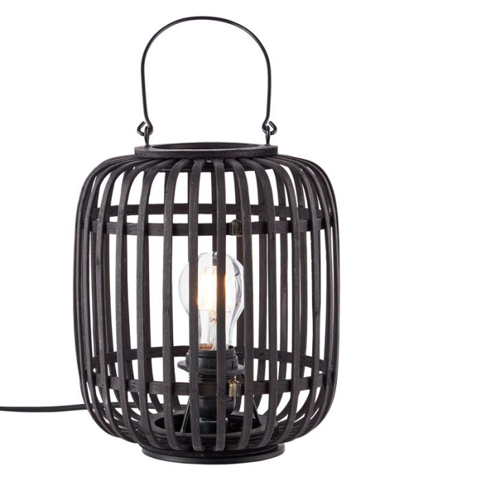 Træ bordlampe sort, Brain