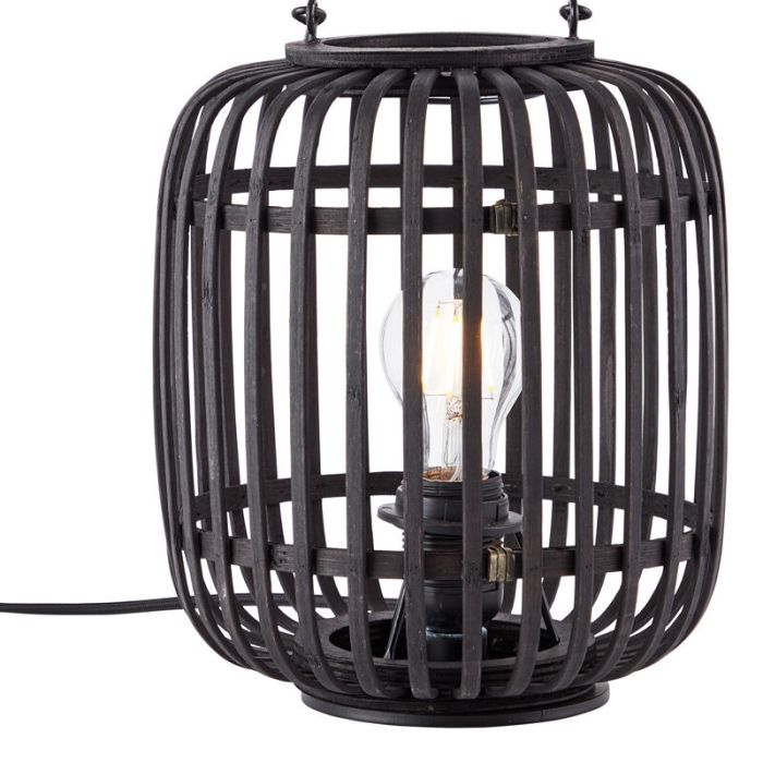 Træ bordlampe sort, Brain