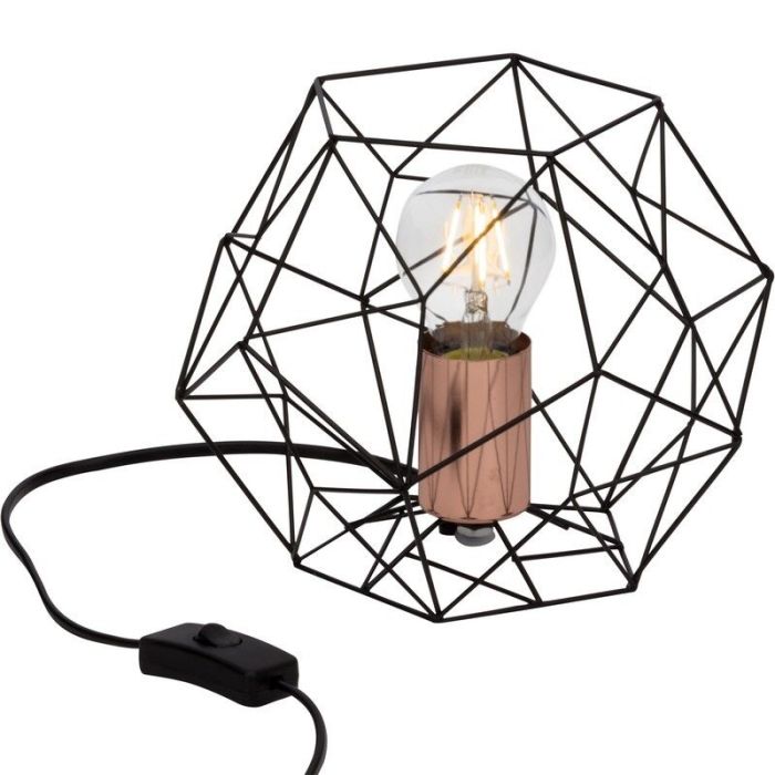 Industri bordlampe kobber, Noelle, med brytare