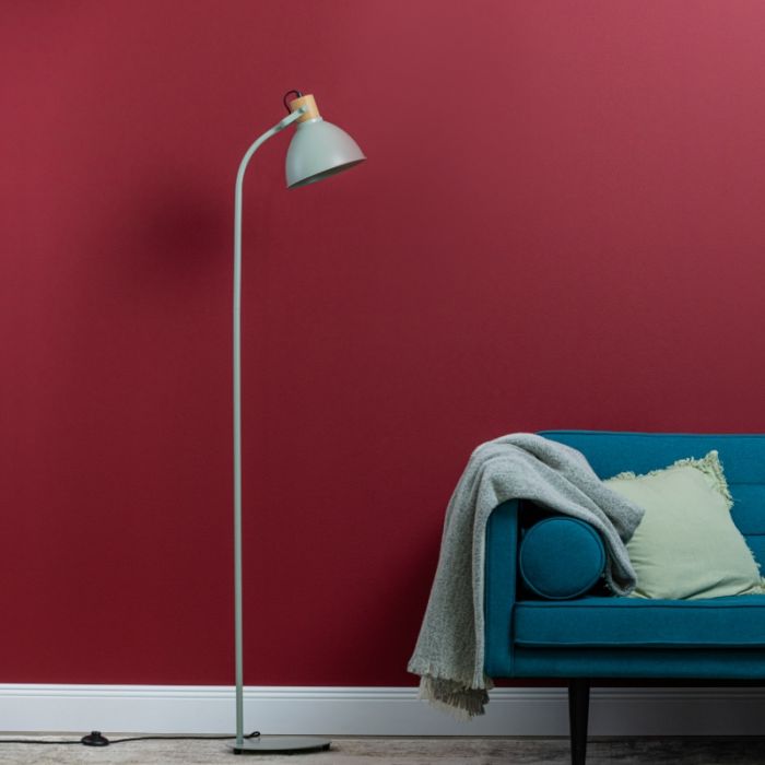 Rustik gulv lampe grøn, Thalina, med brytare