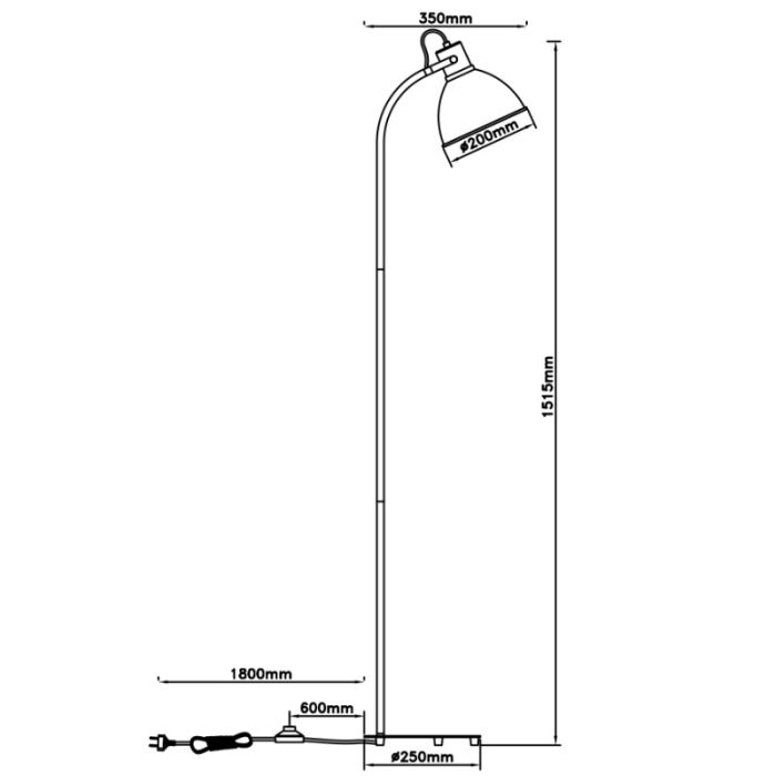 Rustik gulv lampe grøn, Thalina, med brytare
