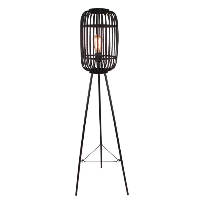 Træ gulv lampe sort, Brain
