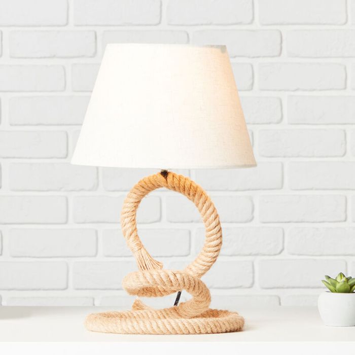Rustik bordlampe hvid, Boyke, med brytare