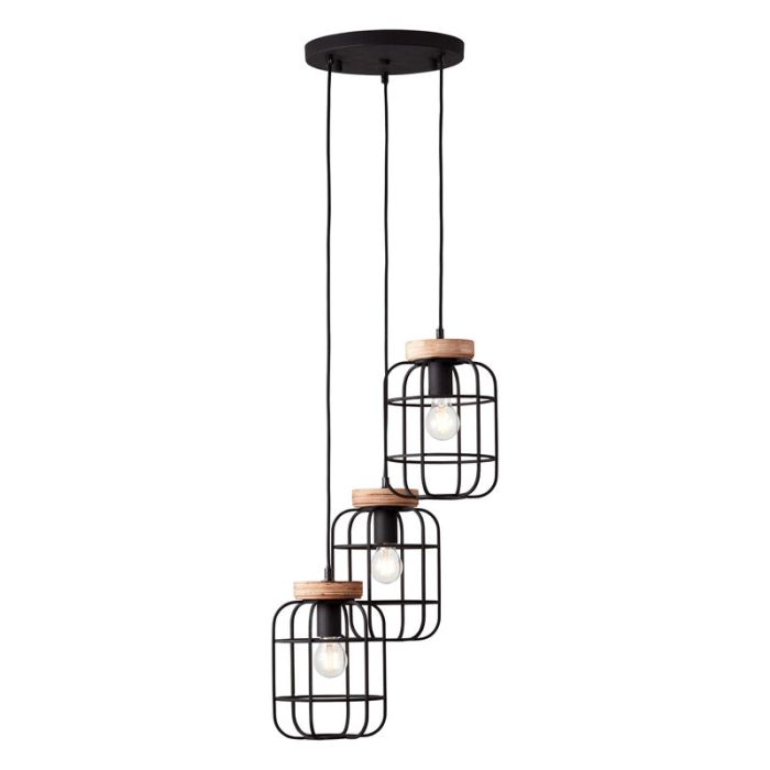Træ pendel lampe spisebord sort, Taede
