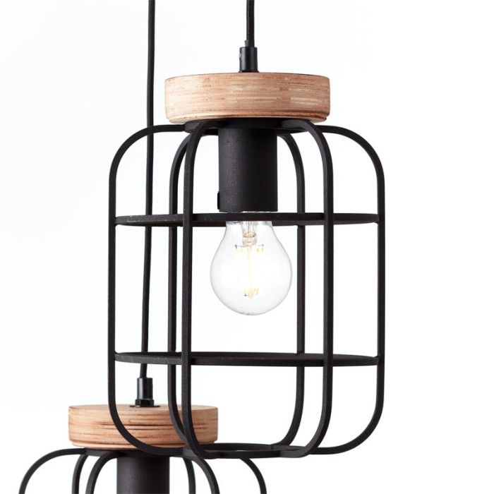 Træ pendel lampe spisebord sort, Taede