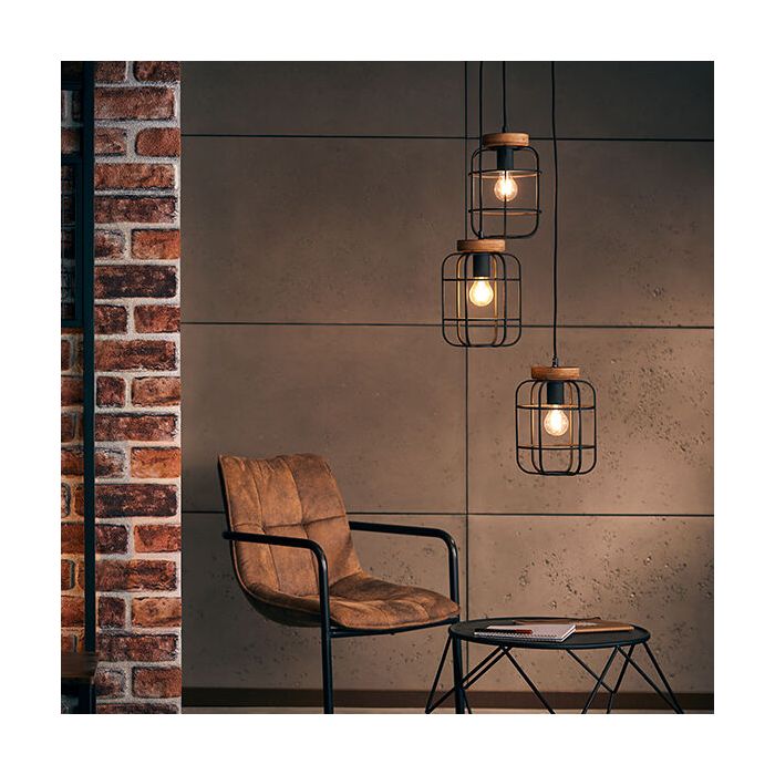 Træ pendel lampe spisebord sort, Taede