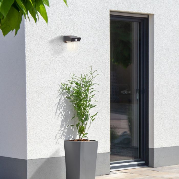 Modern udendørs væglampe solcelle sort, Steijn, 2W, 2700K LED, IP44