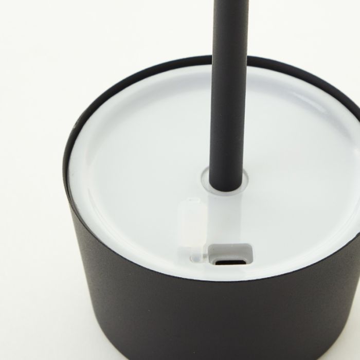 Modern udendørs bordlampe sort, Petter, 2W, 3000K LED, IP44, 3 trins lysdæmper