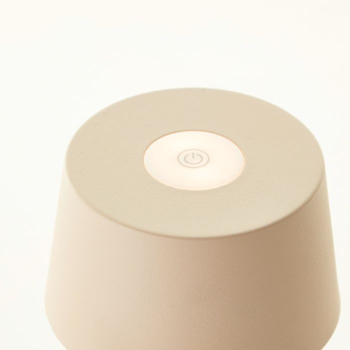 Modern udendørs bordlampe beige, Petter, 2W, 3000K LED, IP44, 3 trins lysdæmper