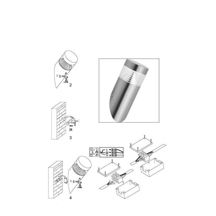 Plast udendørslampe krom, Samuel, 1W, 6500K LED, IP44