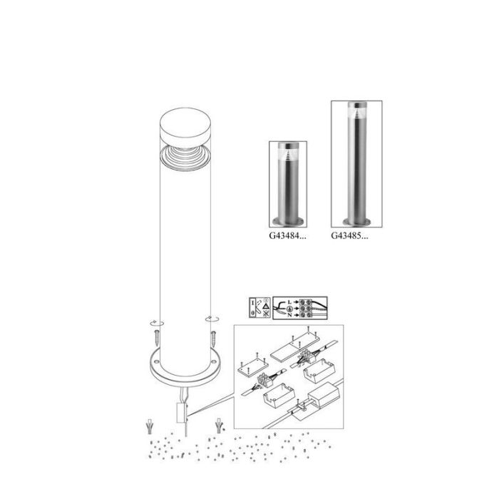 Plast udendørslampe krom, Samuel, 1W, 6500K LED, IP44