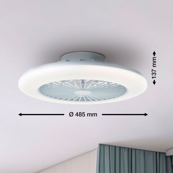Modern loftventilator hvid, Sofieke, 40W, RGBW LED, med fjärrkontroll
