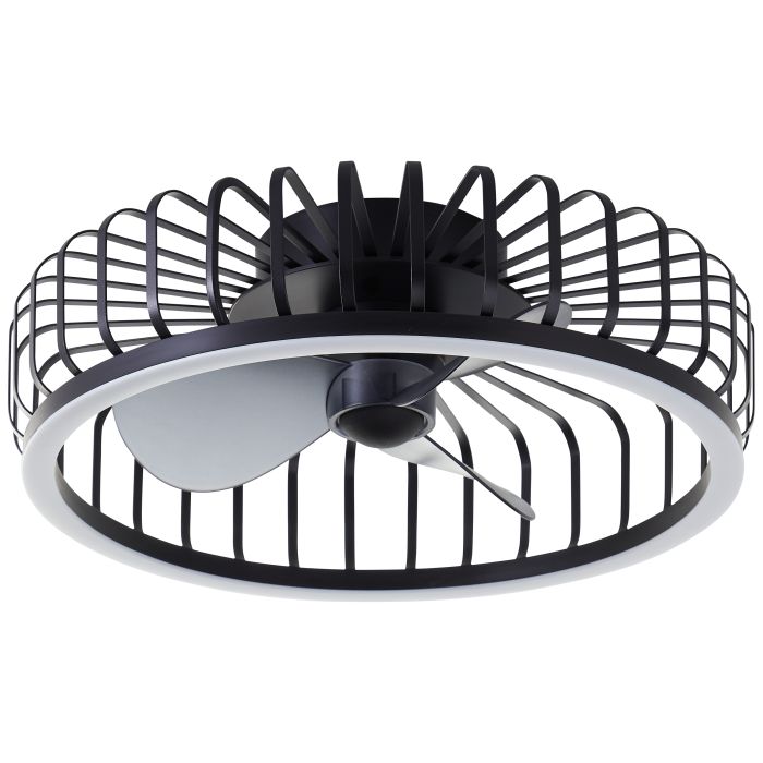 Modern loftventilator sort, Tolga, 36W, 2700K-4000K-6500K LED, med fjärrkontroll