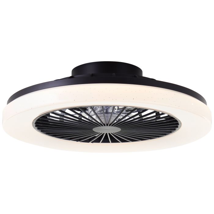 Modern loftventilator sort, Soren, 40W, varm til kold hvid justerbar LED, med fjärrkontroll