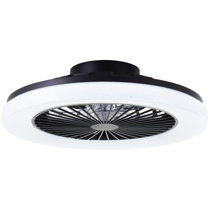 Modern loftventilator sort, Soren, 40W, varm til kold hvid justerbar LED, med fjärrkontroll