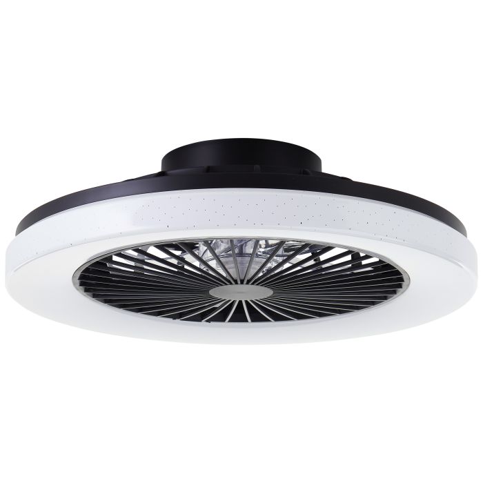 Modern loftventilator sort, Soren, 40W, varm til kold hvid justerbar LED, med fjärrkontroll