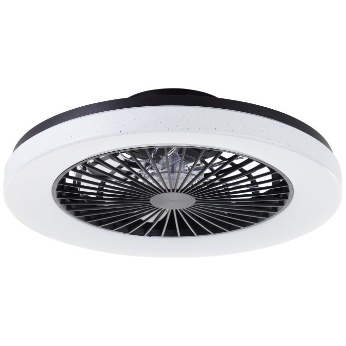 Modern loftventilator sort, Soren, 40W, varm til kold hvid justerbar LED, med fjärrkontroll