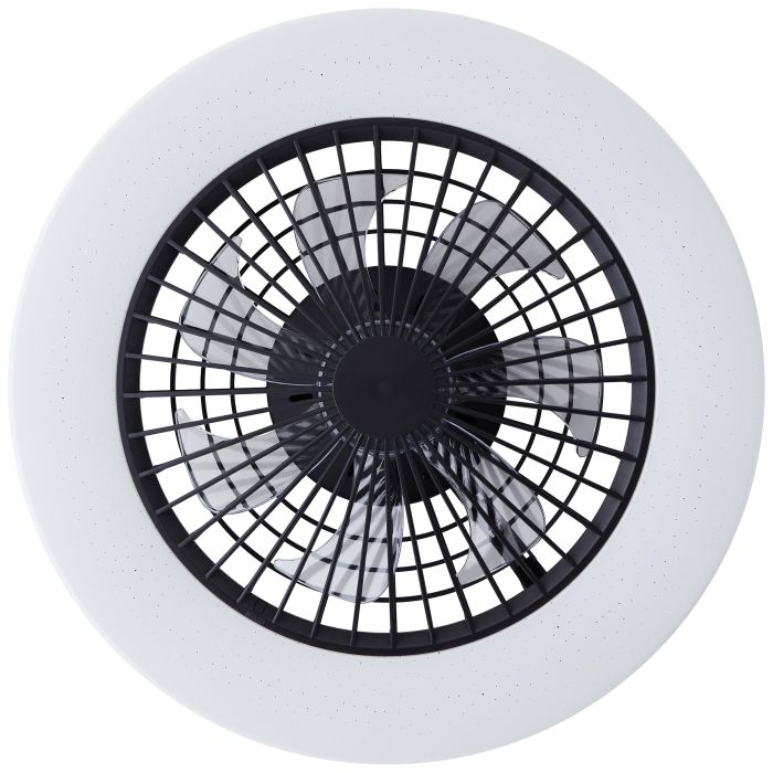 Modern loftventilator sort, Soren, 40W, varm til kold hvid justerbar LED, med fjärrkontroll