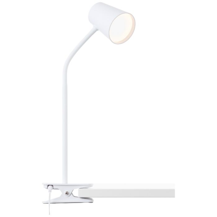 Plast klemmelampe hvid, Musab, 7W, 3000K LED, 3 trins lysdæmper