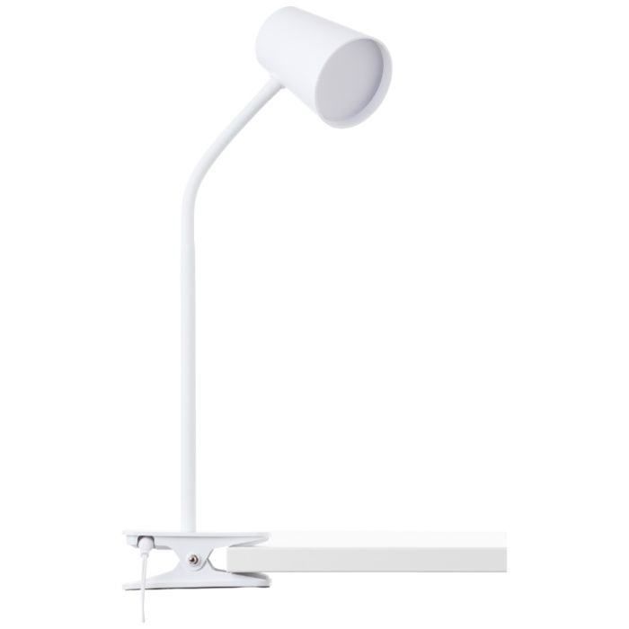 Plast klemmelampe hvid, Musab, 7W, 3000K LED, 3 trins lysdæmper
