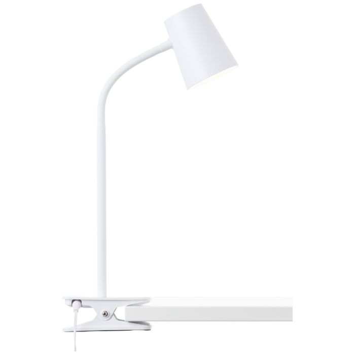 Plast klemmelampe hvid, Musab, 7W, 3000K LED, 3 trins lysdæmper