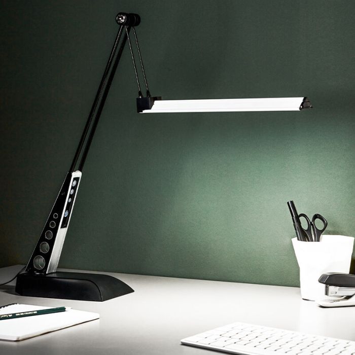 Design skrivebordslampe krom, Leyana, 1W, 5000K LED, med beröringsdimmer