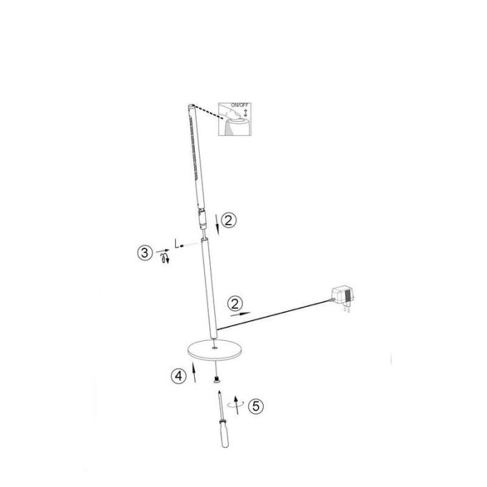Design skrivebordslampe krom, Krisje, 6W, 6400K LED, med brytare