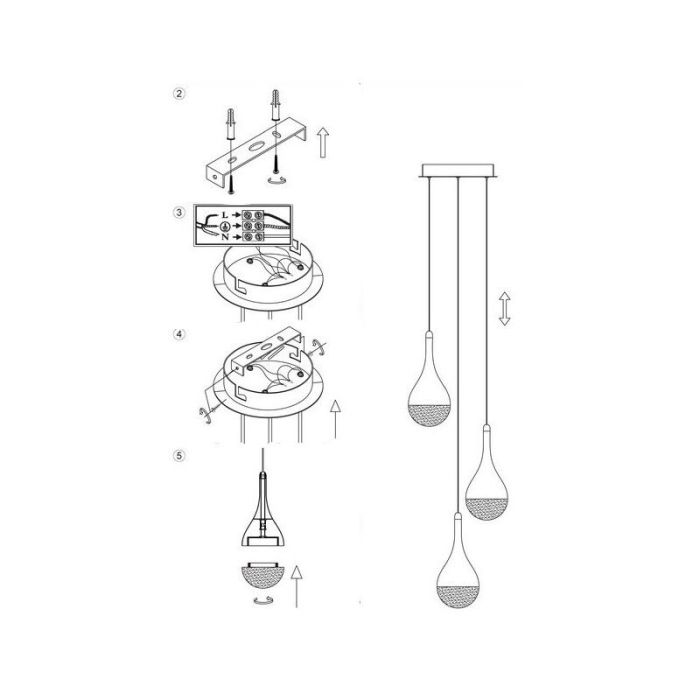 Klassisk pendler lampe krom, Emma, 5W, 3000K LED