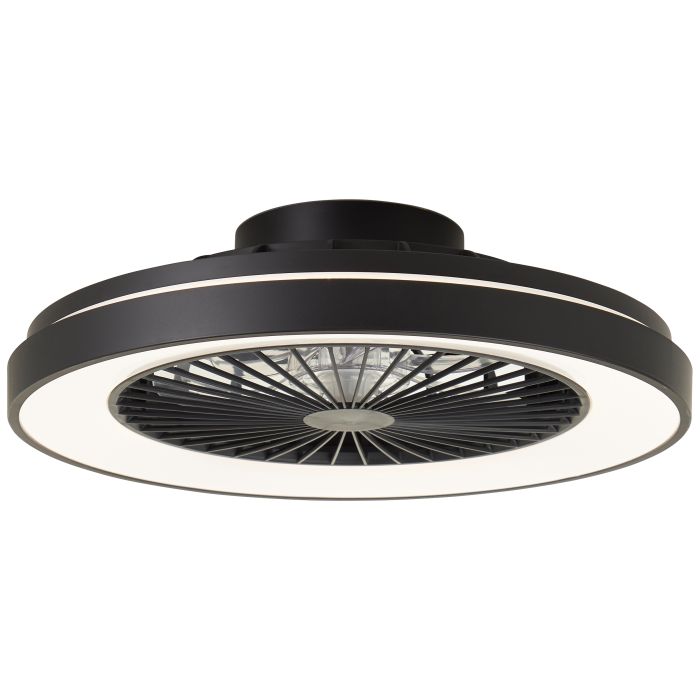 Modern loftventilator sort, Yasir, 40W, RGBW LED, med fjärrkontroll