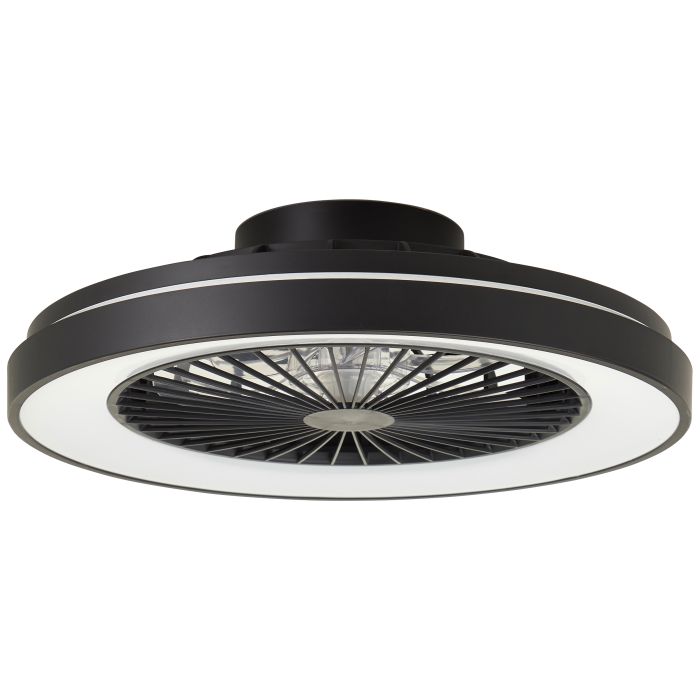 Modern loftventilator sort, Yasir, 40W, RGBW LED, med fjärrkontroll
