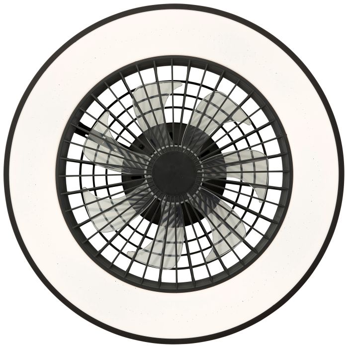 Modern loftventilator sort, Yasir, 40W, RGBW LED, med fjärrkontroll