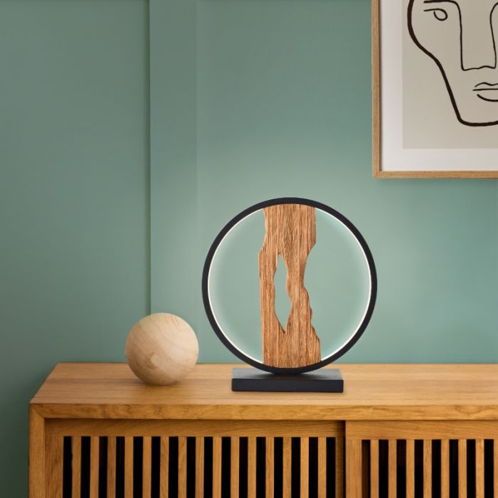Rustik bordlampe træ, Raynor, 7,5W, 3000K LED, med brytare