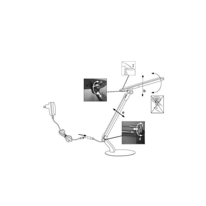 Metal skrivebordslampe sølv, Larah, 6W, 4000K LED, med brytare