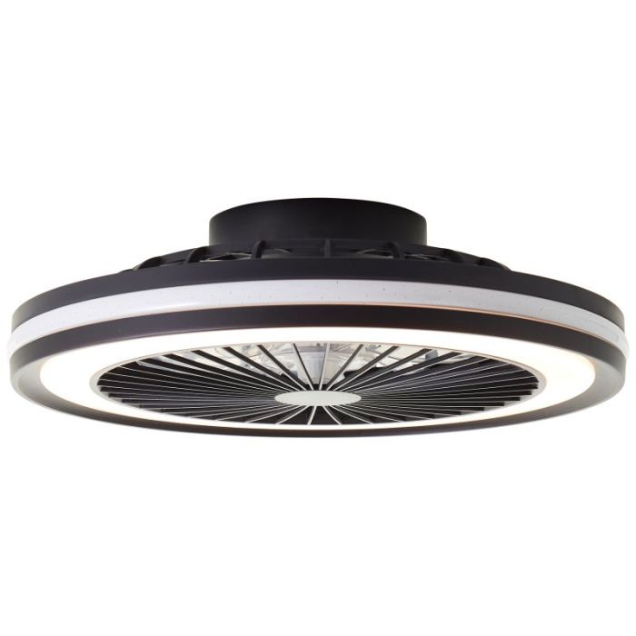 Modern loftventilator sort, Stefanus, 40W, RGBW LED, med fjärrkontroll