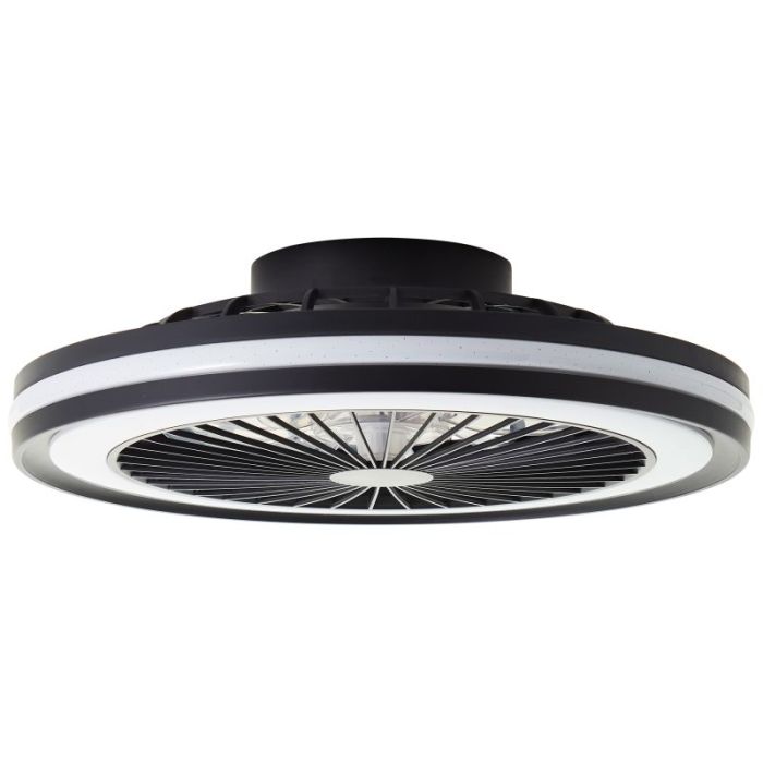 Modern loftventilator sort, Stefanus, 40W, RGBW LED, med fjärrkontroll