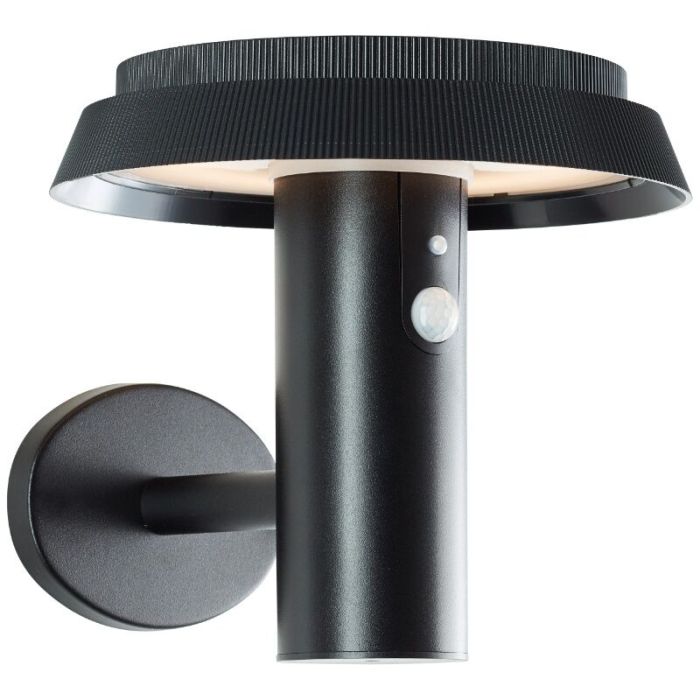 Metal udendørs væglampe solcelle sort, Ridvan, 4W, 3000K LED, IP44