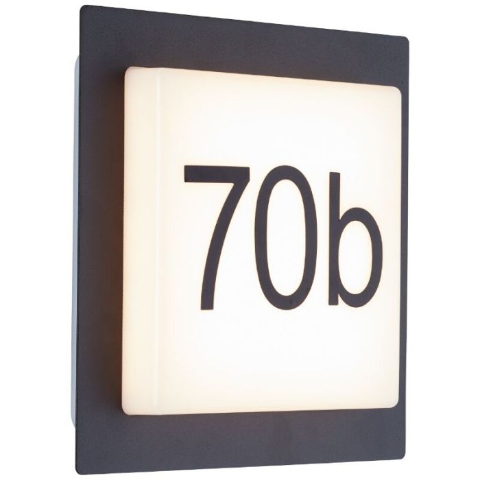 Aluminium husnummer med lys sort, Nurcan, 9W, 3000K LED, IP44