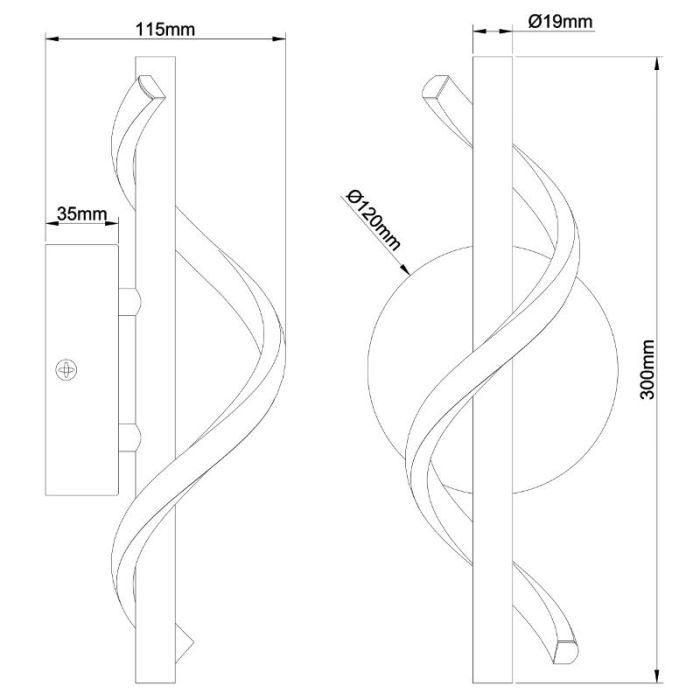 Design væglampe sort, Mateusz, 6W, 4000K LED