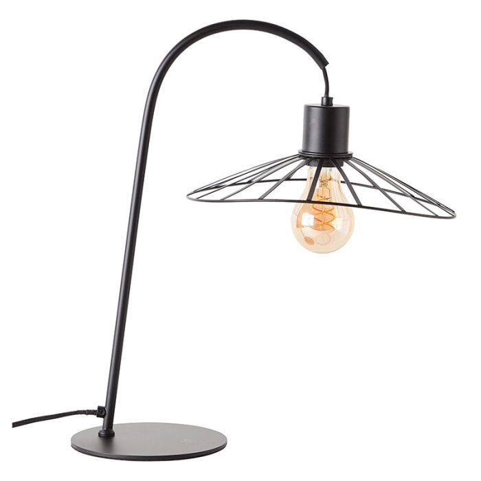 Retro bordlampe sort, Famke, med brytare