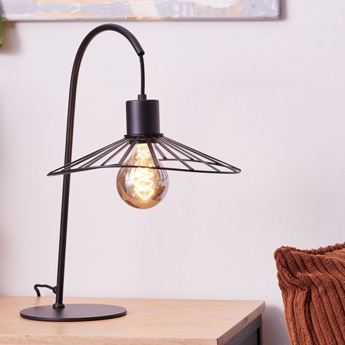 Retro bordlampe sort, Famke, med brytare