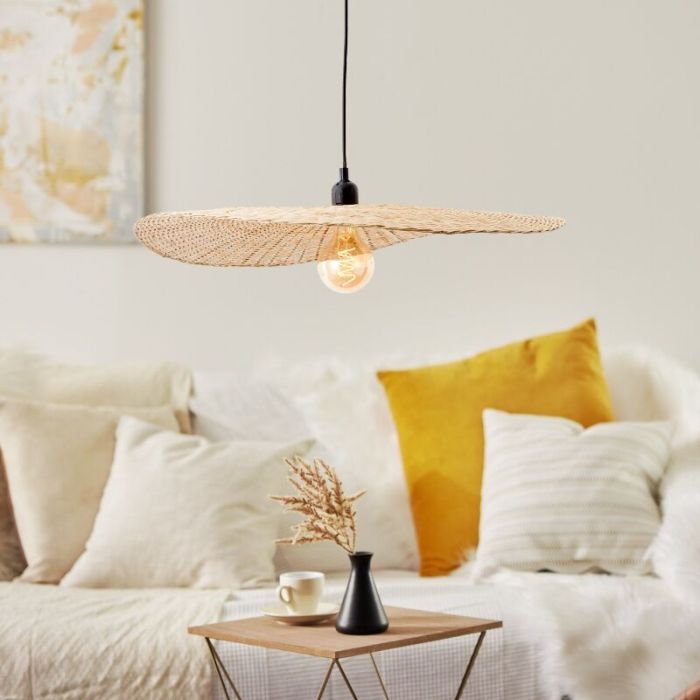 Træ pendler lampe beige, Georgina