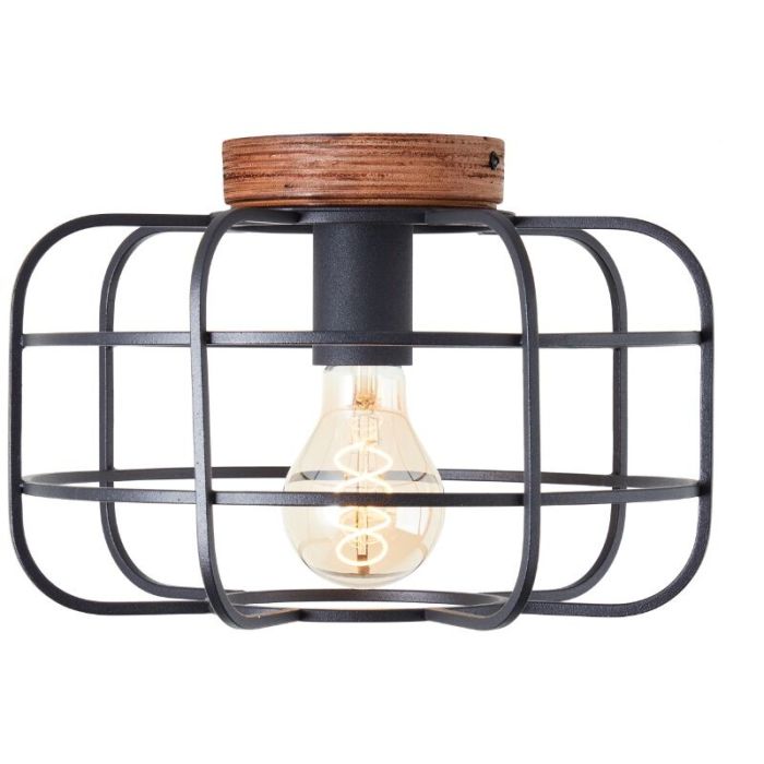 Træ loftlampe sort, Taede